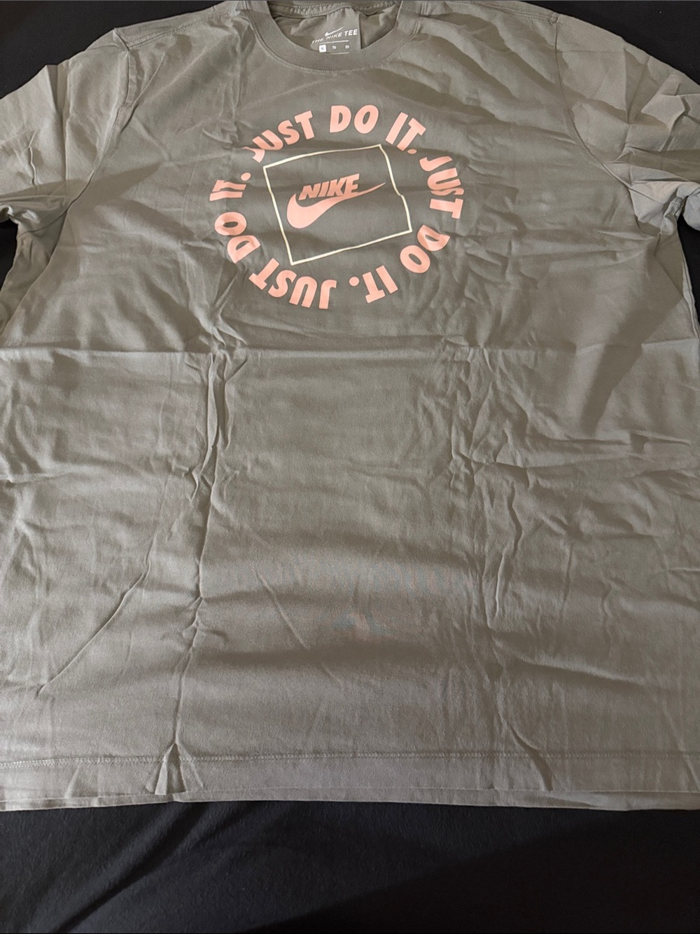 Nike Olive Graphic Tee with Pink Logo